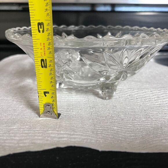 Vintage Anchor Hocking Star of David Clear Crystal 2 Serving Bowl Tray Plate - Picture 8 of 8